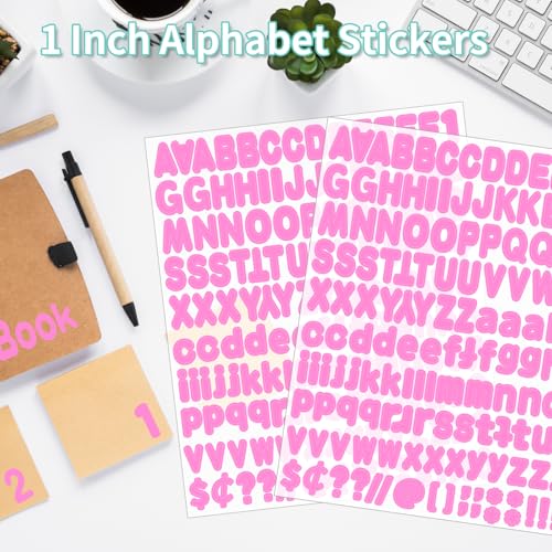 Alphabet Sticker, 1'' Pink Letter Stickers - 12 Sheets, Self-Adhesive Vinyl Mailbox Numbers & Letters for Bulletin Boards, Classroom & Home Decor - color: Pink, size: 1Inch