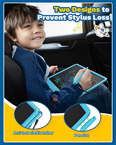 TEKFUN Toys 12" LCD Writing Tablet for Kids Ages 3–8, Drawing Tablet Toy for Boys & Girls, Easy Way to Keep Kids Busy, Mess-Free Doodle Board for Travel, Learning & Play - color: Blue, size: 12 Inch