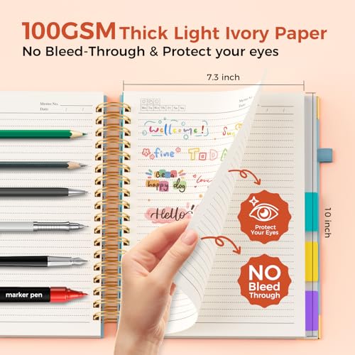 Line Hardcover Spiral Notebook with Removable Dividers Tabs & Ruler, 5 Subject Notebook College Ruled, 300 Page, Large 8"x10" B5 Notebooks for Work School, Lined Journal for Women, Light Blue - color: Light Blue, size: 8"x10"(B5)