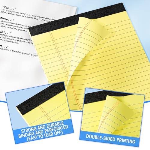 3pcs Legal Pads 8.5 x 11, Color Notepads 8.5 x 11 In, Perforate Wide Ruled - color: Pink/Purple/Yellow-3