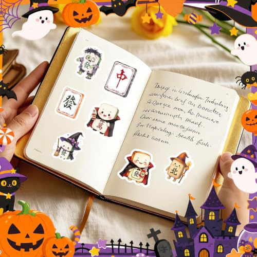 Halloween Stickers Party Favors - 50 Pcs Mahjong Gifts for Kids - style: Halloween Mahjong