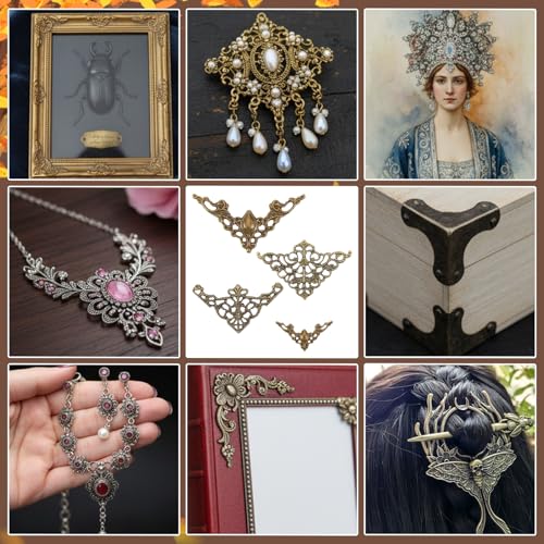96 Pcs Metal Book Corner Protector, Decorative Metal Photo Corners for Crafts, Picture Frame Corners Embellishments for Scrapbook Photo DIY Journals Crafts Decorations