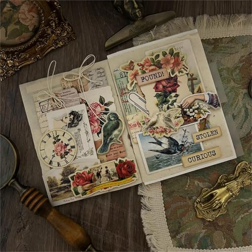 Vintage Botanical Ephemera, Coffee-Dyed Paper for Junk Journal