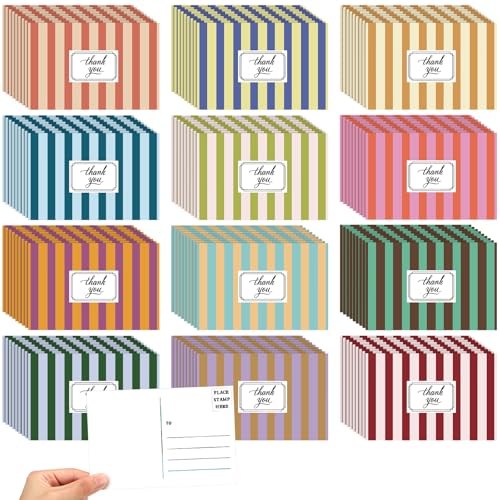 Kosiz 120pcs Summer Palm Beach Stripes Thank You Cards 4 x 6 Inch Postcards - style: Palm Beach Thank You