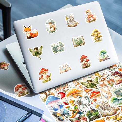 50-Piece Fantasy Woodland Sticker Set – Dreamy Forest Animals, Mushrooms, Fairies, Nature Decals for Scrapbooking, Journaling, Laptops, Water Bottles - color: Fantasy Woodland