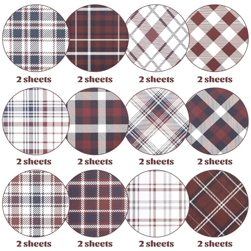 24 Sheets 4th of July Pattern Scrapbook Paper, 11.8x11.8 Inch Double-Sided Print Patriotic Plaid Patterned Decorative Craft Paper, Scrapbook Specialty Papers for Card Making Photo Album Decor - color: WW094GWMGDLR
