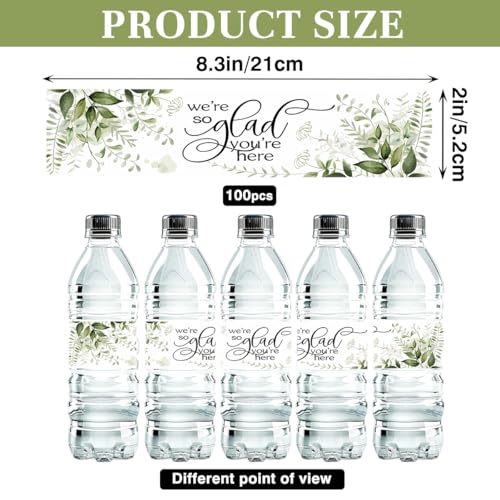 100 Pcs Wedding Water Bottle Labels Party Table Decoration Supplies Wedding Ideas for Daughter Son fiancée Younger Generation Stickers for Water Bottles - We're Glad You're Here - color: We're Glad You're Here