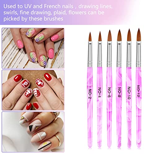Nail Brush Dappen Dish Set: 6PCS Nail Art Pen and 2PCS Crystal Dappen Dish - color: 8 PCS-Pink