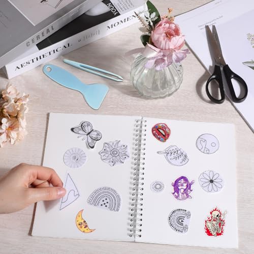 CRASPIRE Reusable Sticker Collection Book 40 Pages Afternoon Tea Album Sticker Storage 8.26x5.82In Double-Sided Waterproof Blank Pasteable Notebook with Tools for Adults Release Paper Holder Organizer - style: Afternoon Tea-037