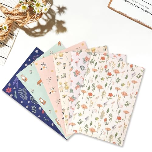 55 Pcs Stationery Paper Envelopes Set | Includes 36 Writing Stationery Paper & 18 Envelopes & 48 Stickers, Animal Letter Stationary Paper Envelopes (6 Style) - color: Animal & Flower