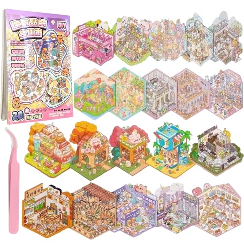 Soft 3D Landscape Sticker Set, Pink Tweezers