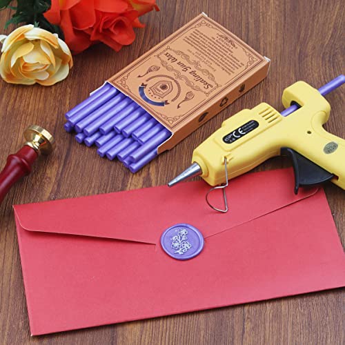 Purple Wax Seal Sticks, 40pcs Glue Gun Compatible Pearl Purple Wax Sealing Sticks for Wedding Invitations, Letter Envelopes - color: Purple