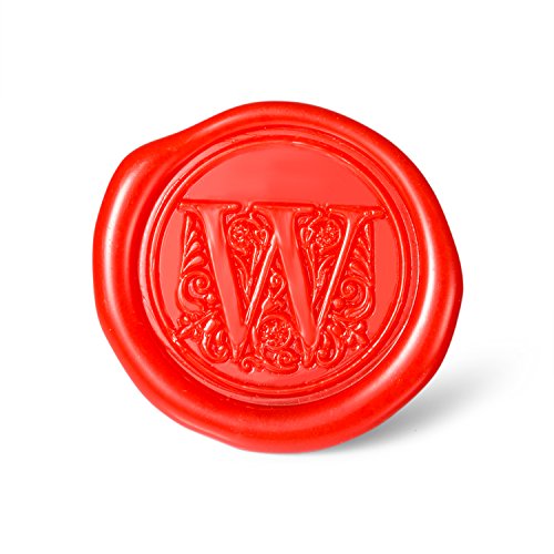 Mceal Wax Seal Stamp, Large Seal 1 1/5"(30mm) Dia, Silver Brass Head with Wooden Handle, Regal Letter A to Z Series (Letter W) - color: W