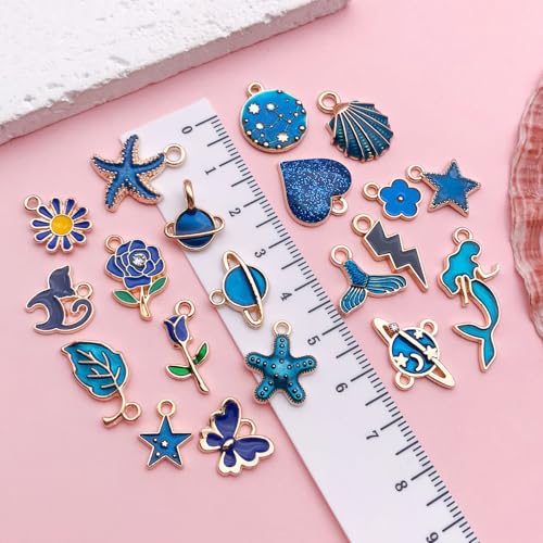Youdiyla 40pcs Enamel Charms Alloy Metal Charms for Jewelry Making Necklace Bracelet Earring DIY Accessories - color: Dark blue