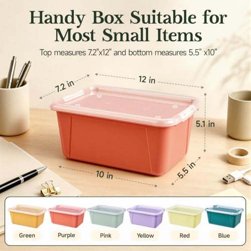 GAMENOTE 6 Qt Storage Bins with Lids, Morandi 6 Pack, Stackable Boxes - color: Morandi