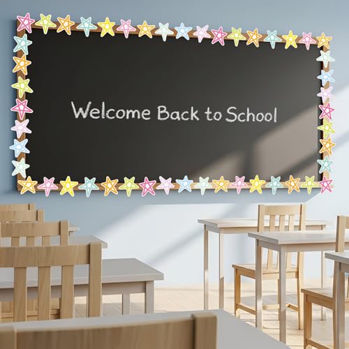 60 Pcs Pastel Stars Cutouts for Back to School Classroom Wall, 5.91 Inch - style: Cartoon Stars