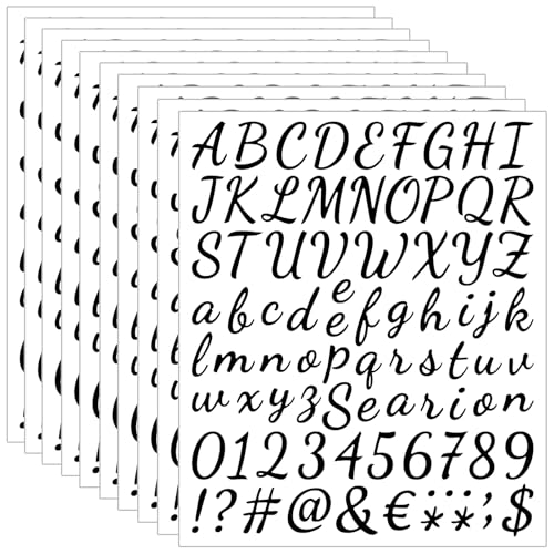 760 Pieces 10 Sheets Black Letters Stickers,1 Inch Self Adhesive Alphabet Number Stickers,Vinyl Letter Stickers Decals for Scrapbooking,Mailbox,Notebook,Classroom Decor, Door,Business,Address (Black) - color: Black