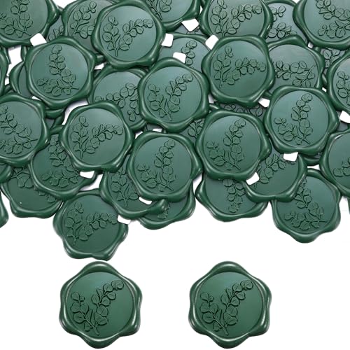 Yoption Eucalyptus Leaf Wax Seal Stickers, 50Pcs Olive Green Envelope Seals - color: Leaf, Olive Green