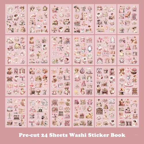 Scrapbook Sticker Book, 450+ Pre-cut Aesthetic Journal Stickers, Scrapbooking Stickers for Adults, Vintage Decorative Decals, Sticker Book for Adults for Journaling, Scrapbooking, Collage, Card Making - color: Everything is Fleeting