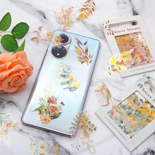 160 Pieces Gold Foil Botanical Stickers - color: Flowers and Plants