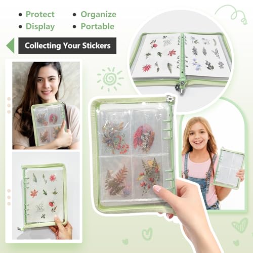 Reusable Sticker Storage Organizer Binder Collecting Book A5, Green - color: Green