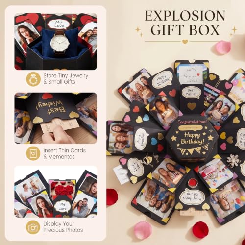 Koogel Explosion Gift Box, DIY Scrapbook Photo Album Surprise Box - color: Black