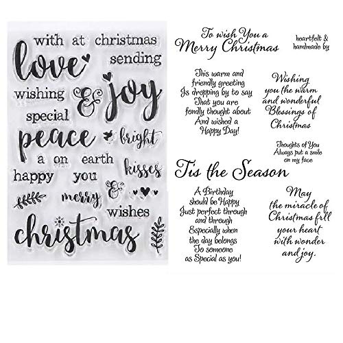 Welcome to Joyful Home 2pc/Set Peace Love Joy to Wish You Christmas Clear Stamp for Card Making Decoration and Scrapbooking 11x16cm