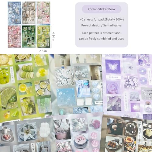 800+ Japanese Kawaii Sticker Book Set,40 Sheets Korean Aesthetic Stickers Book for Scrapbooking Supplies,Journaling,Planner,Calendar,DIY Craft(Water Sleeping Moment) - color: Sweetism