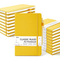 feela 18 Pack Journal Notebook for Work, Business Notebook Bulk Hardcover Lined Writing Journal with Pen Holder for Men Women Note Taking, with 18 Black Pens, 120 GSM, 5.1”x8.3”, A5, Yellow - color: 18 Yellow