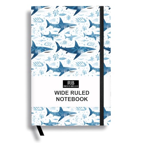 RICCO BELLO Wide Ruled Hardcover Diary Journal, Blue Shark - color: Blue Shark