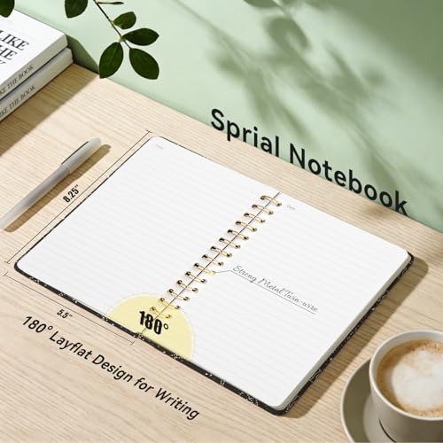 Lined Spiral Journal Notebook for Work A5, 160 Pages, Sun Star - color: Sun