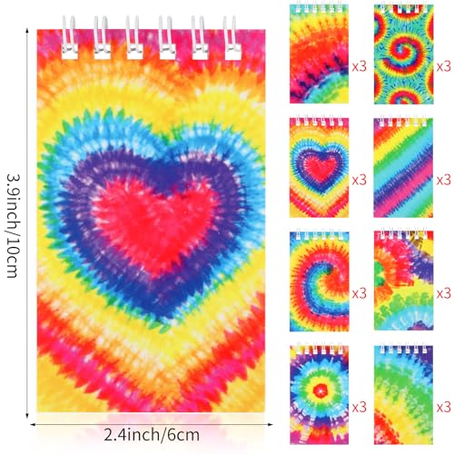 Hooqict 24 Pack Small Spiral Notebook Pocket Notepad Mini Journal Pocket Notebooks Tie Dye Notepads Memo Pads for Kids, Party Favors, Office, Classroom School Supplies, 3.9 x 2.4 Inch - style: Tie Dye