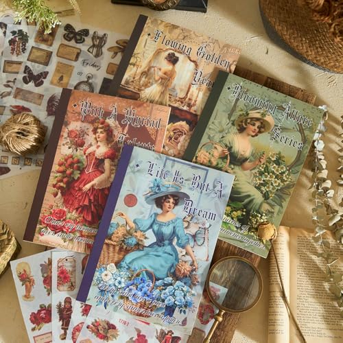 Rose Stickers for Scrapbooking Supplies, 550+ Vintage Stickers for Junk Journal Pre-Cut Ephemera Sticker Book for Adults Aesthetic Flower Lable Washi Sticker for Journaling DIY Arts Crafts - color: Colorful Rose