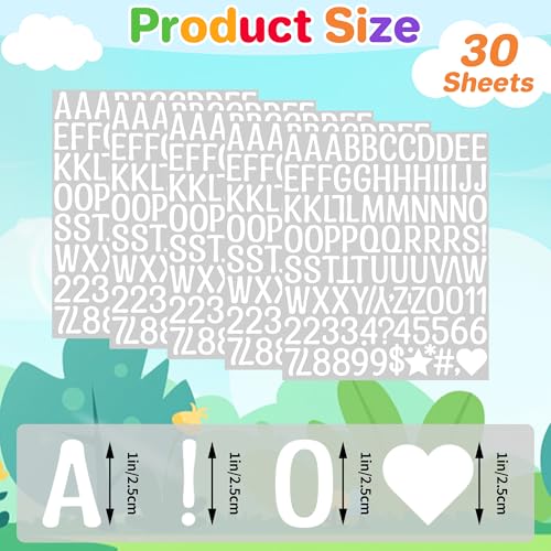 Letter Stickers 1 inch,2880 Pcs 30 Sheets Small Alphabet Stickers (White) - color: White, size: 1 Inch