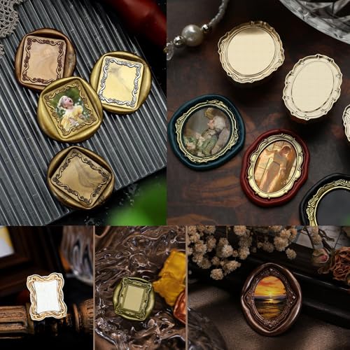 Frame Wax Seal Stamp Kit, 3D Embossed Relief Carving Wax Seal Stamp Head and Wood Handle, Decor for Envelope Wedding Invitation and Sealing Letter (F3) - color: Frame Wax Seal Stamp 3