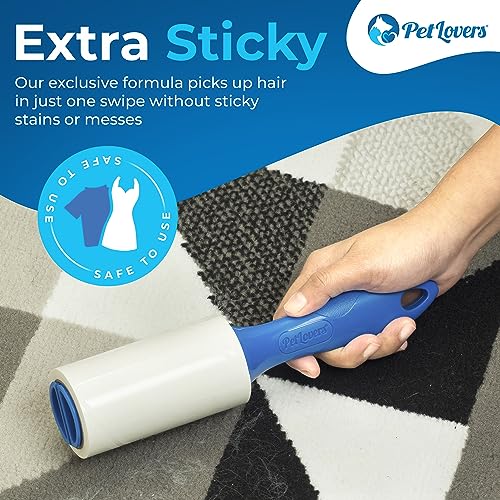 PetLovers Extra Sticky Lint Roller Mega Value Set 720 Sheets for Pet Hair Removal and Clothes, Dog and Cat Lint Remover, 8 Pack