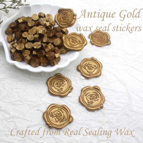 50pcs Antique Gold Wax Seal Stickers, Initial Alphabet G Envelope Seal, Self-Adhesive Letter Pre-made From Real Sealing Wax for Wedding Invitation, Gift Wrapping (G)