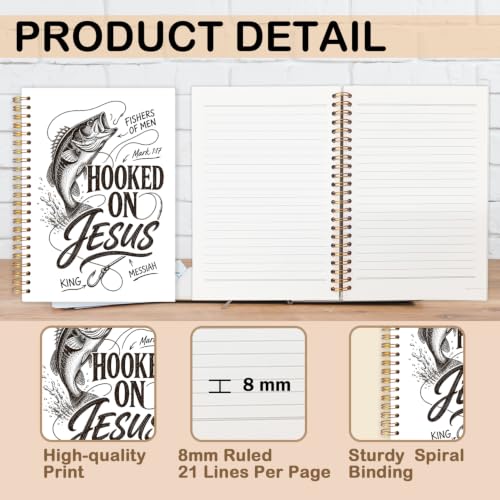 Christian Fishing Spiral Notebook for Women Men 5.5x8.3 Inch - color: Christian Fisherman white