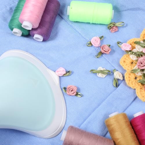 100 PCS 15mm Multicoloured Mini Rose Flowers, Satin Ribbon Bows Appliques, Mini Roses for Crafts, DIY Sewing Craft Accessories, Wedding Bride Gift Decoration, Fabric Ribbons