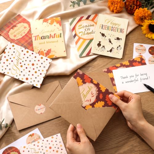 36 Pack Thanksgiving Cards with Envelopes & Stickers, 4 x 6 in, 6 Designs - style: Thanksgiving Cards