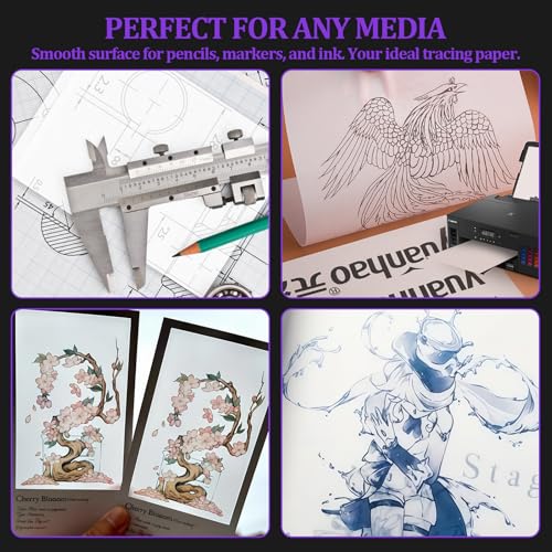 Translucent Vellum Paper Pack for Crafts, 50 Sheets Acid-Free Parchment Paper for Invitations, Scrapbooking, Tracing, and Printing - size: 50 Sheets