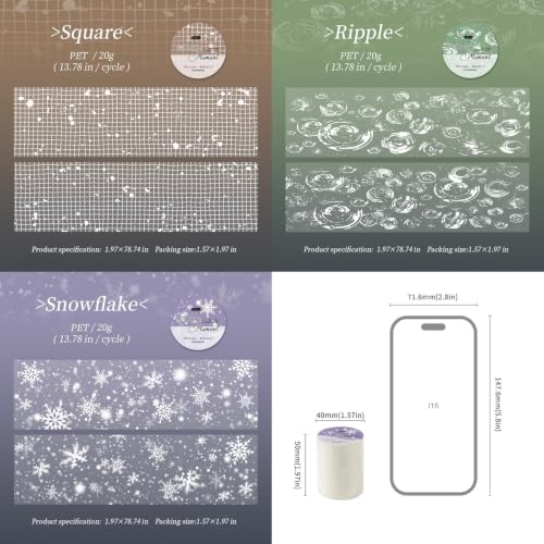 PET Tape Stickers for Scrapbooking,Snow Stickers for Journaling Supplies - color: Amber Flowing Light