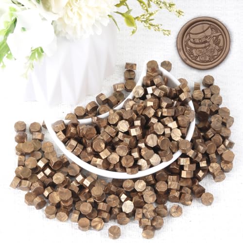 Bronze Wax Seal Beads, HOSEALING Premium 360pcs Sealing Beads for Wax Seal Stamp, Metallic Copper Sealing Wax Pellets Refill Pack for Wax Seal Kit, Wedding Invitations, Envelope Letter Sealing - color: Bronze