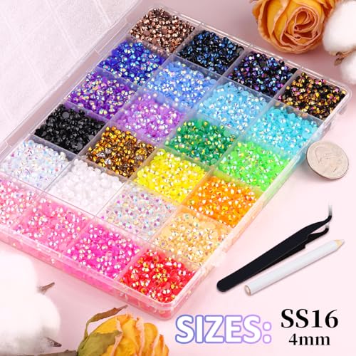 18000Pcs Resin Jelly Rhinestones for Bedazzling, Mixed-Color 4mm Flatback Gems for Diamond Art, Bedazzler Kit with 3Pcs 10ml B7000 Jewelry Glue for DIY Crafting Crafts Book Shoes Nail Art - color: Jelly Multicolored 4mm, size: Large Pack + 3Pcs Glue