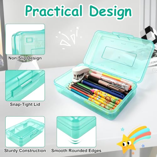 Pencil Box,Hard Plastic Pencil Box Large Capacity Crayon Case,Organizer Plastic Containers with Snap Lid, Stackable Storage Boxes for Art Craft Office & Classroom Back to School Supplies, Fresh Green - color: Fresh Green
