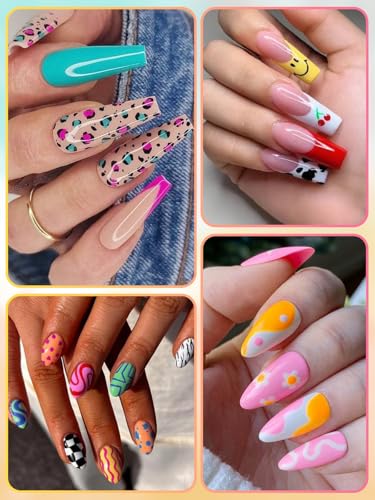 EBANKU 24 Colors Nail Art Pens Set, 3D Nail Polish Pens Quick-Drying Nail Art Markers Acrylic Paint Nail Point Graffiti Dotting Liner Pen No Squeeze Needed - color: 24 Colors