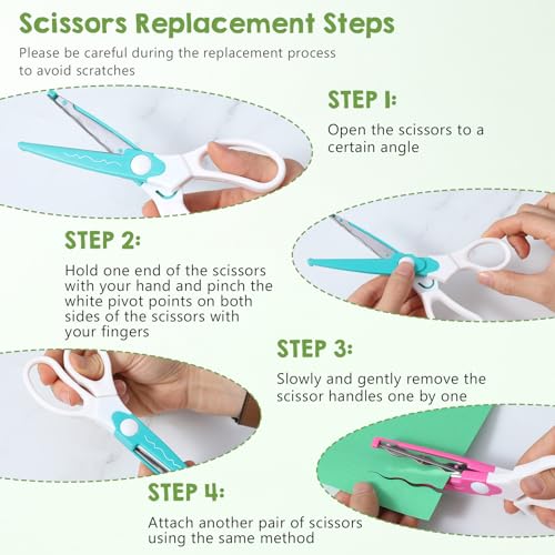 10-Piece Craft Scissors and Hole Punch Set, Craft Scissors Kit with 6-Shape Hole Punch Set, 1-Scissor, 1-Replacement Head, 1-Pen, 100-Cardstock Sheets, DIY Paper Crafts