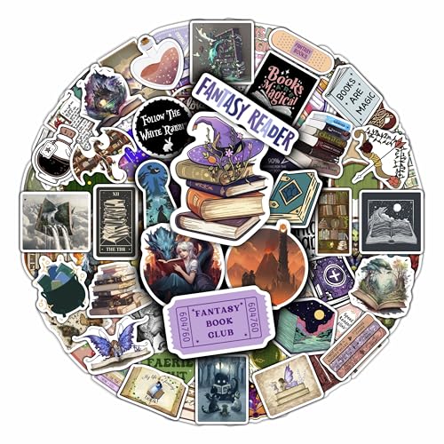 100Pcs Fantasy Book Stickers for Water Bottle and Laptop - Fantasy Book Party Favors & Decorations, Waterproof Vinyl Decals, Gifts for Women & Men - color: Fantasy Book Stickers