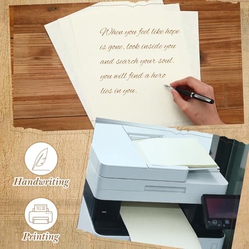 Epakh 100 Pcs Old Age Parchment Paper 8.5 x 11 Inch Standard Letter Vintage Colored Old Parchment Semblance Double Side Printing Paper (Lvory) - color: Ivory
