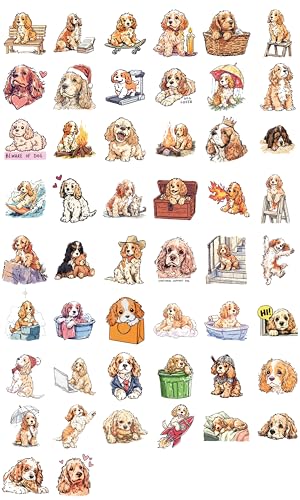 100 PCS Cocker Spaniel Stickers Pack – Waterproof Dog Decals for Water Bottles, Laptops, Phones, Notebook, Cars – Cool Vibrant Graphics for Cocker Spaniel Enthusiast - color: Cocker Spaniel